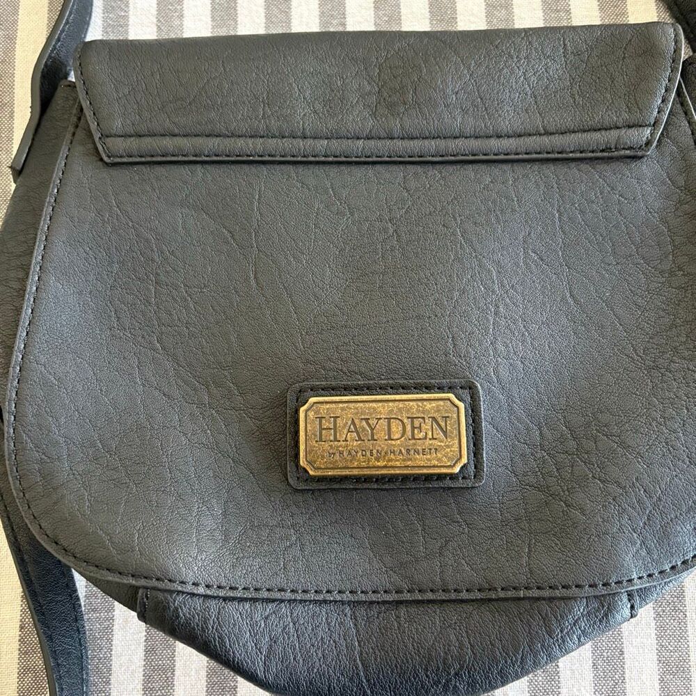 Hayden Harnett Crossbody Bag Black Faux Leather